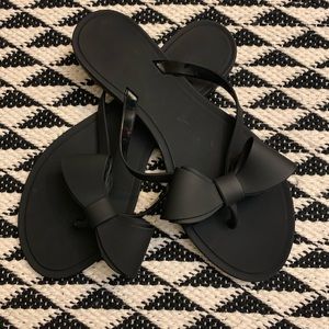 Black Matte Bow Flip Flops